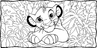 A coloring page of the lion king